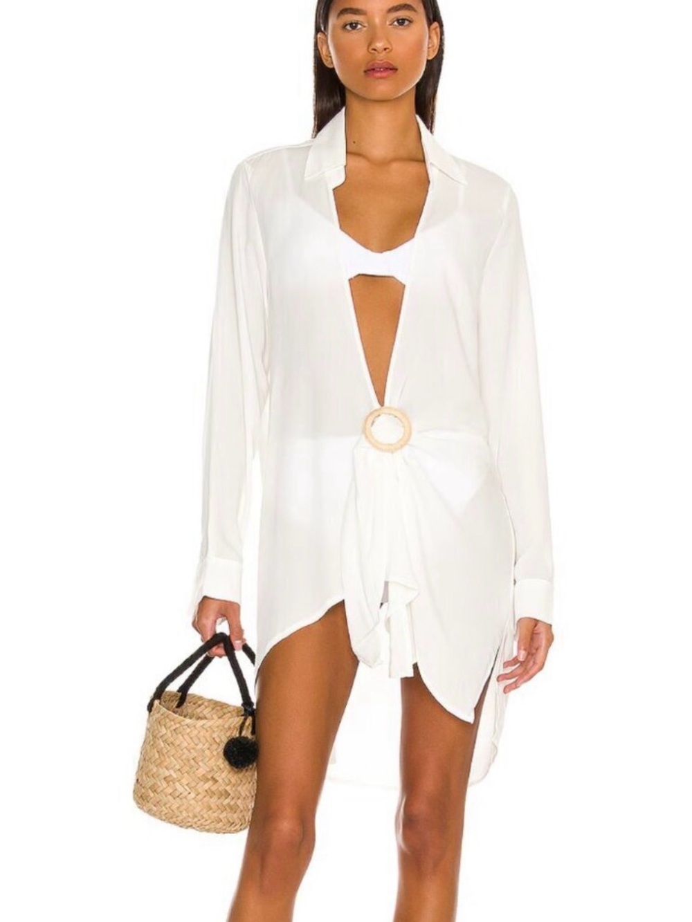 PQ Swim Millie Kimono Tie Front White Cover Up